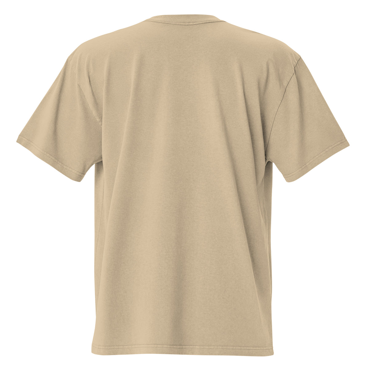 Back facing oversized fit graphic t-shirt in color faded khaki, from What Was Said (Statement Apparel + More).