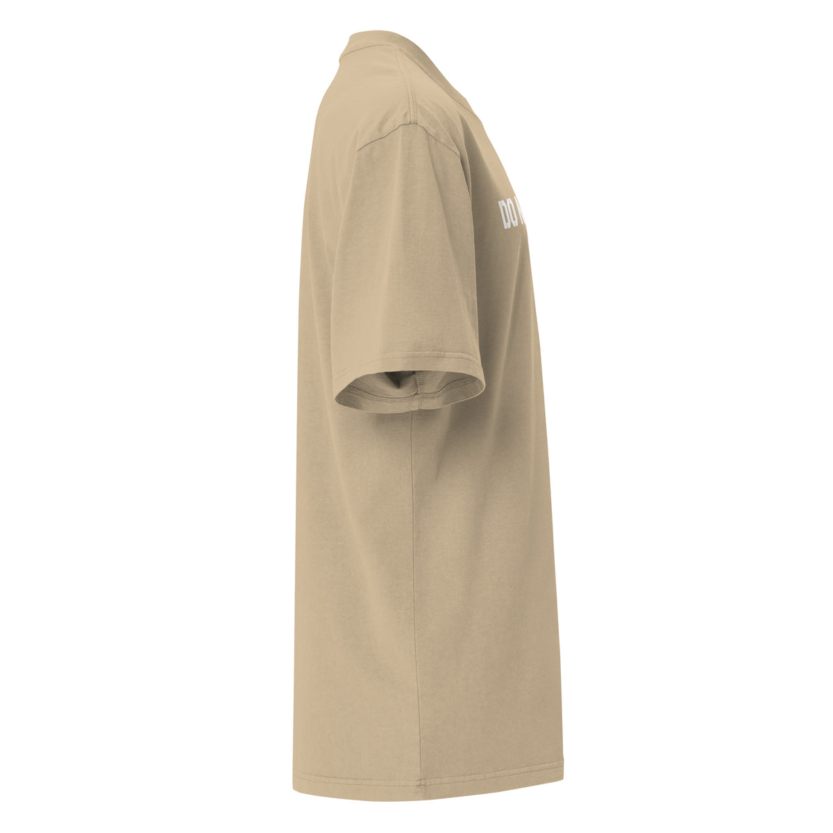 Right side facing oversized fit graphic t-shirt in color faded khaki, from What Was Said (Statement Apparel + More).
