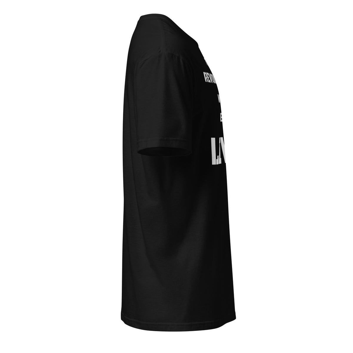 Right side facing graphic T-shirt in color black, from What Was Said (Statement Apparel + More).