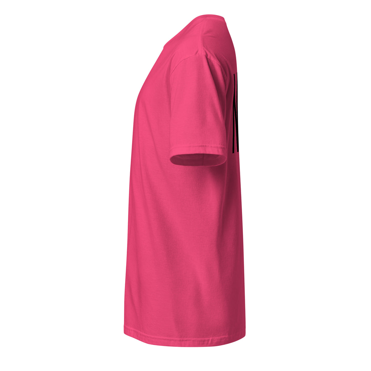 Left side facing graphic t-shirt in color heliconia pink, from What Was Said (Statement Apparel + More). 