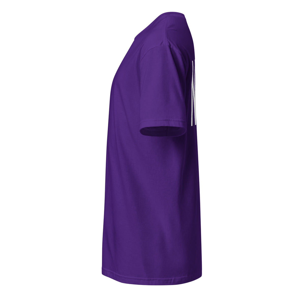 Left side facing graphic t-shirt in color purple, from What Was Said (Statement Apparel + More). 