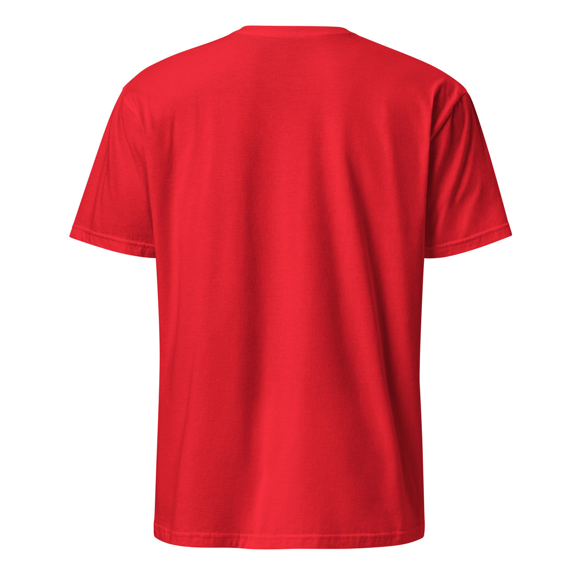 Back facing graphic T-shirt in color red, from What Was Said (Statement Apparel + More).