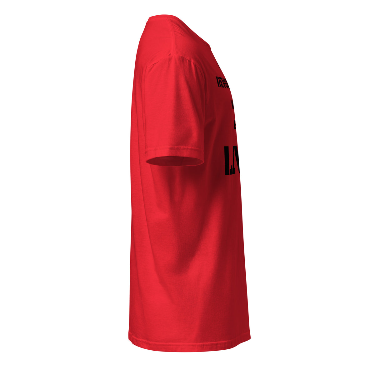 Right side facing graphic T-shirt in color red, from What Was Said (Statement Apparel + More).