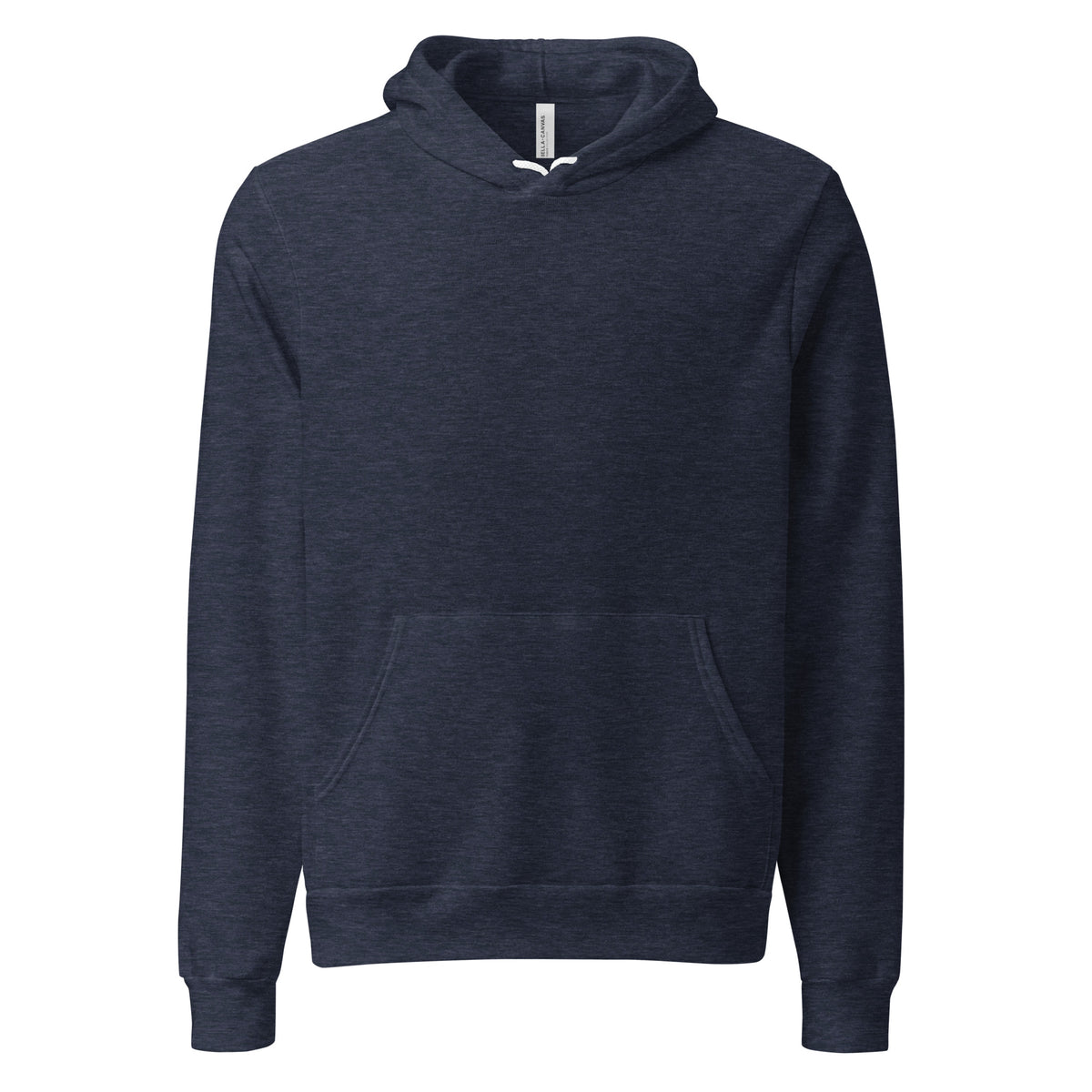 Front facing pullover graphic hoodie in color heather navy blue, from What Was Said (Statement Apparel + More). 